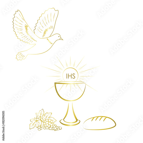First communion symbols for a nice invitation design.