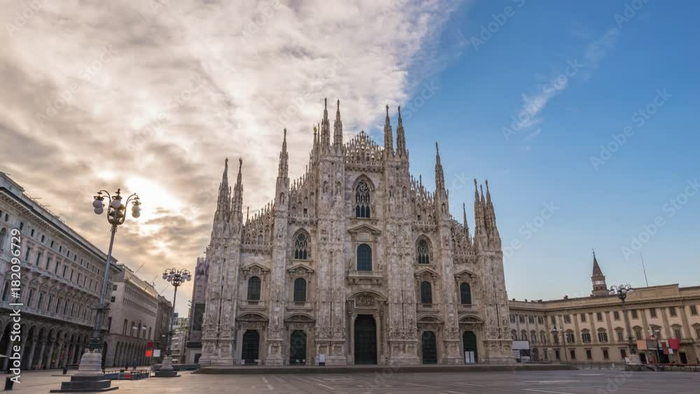 Milan city skyline sunrise timelapse at Milano Duomo Cathedral, Milan, Italy 4K Time lapse Milan city skyline sunrise timelapse at Milano Duomo Cathedral, Milan, Italy 4K Time lapse