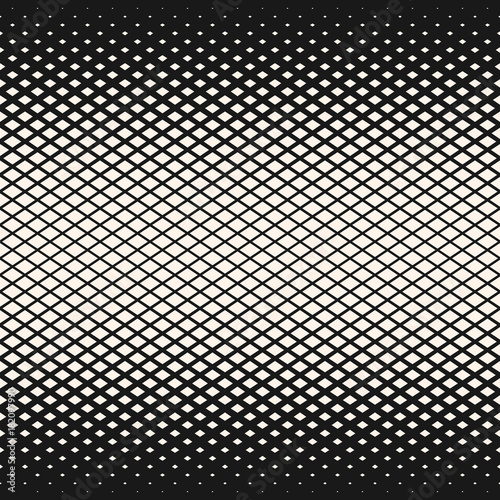 Vector halftone geometric seamless pattern with rhombuses, diamond shapes, mesh. Halftone pattern. Geometric pattern. Mesh pattern.