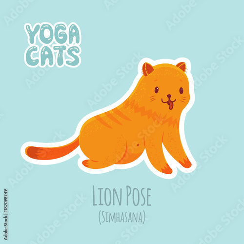 Sticker with cute cat practicing yoga