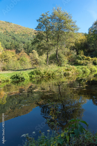 Autumn Landscape of Iskar River near Pancharevo lake  Sofia city Region  Bulgaria