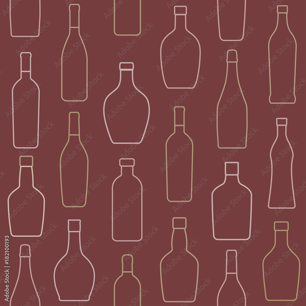 Background of Alcohol Bottles. Outline Seamless pattern. Vector illustration
Background of Alcohol Bottles. Outline Seamless pattern. Vector illustration