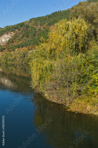 Autumn Landscape of Iskar River near Pancharevo lake  Sofia city Region  Bulgaria