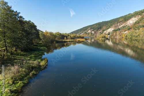 Autumn Landscape of Iskar River near Pancharevo lake, Sofia city Region, Bulgaria