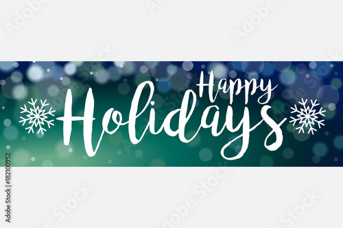 Dark Blue Green Soft Focus Happy Holidays Vector Banner 1
