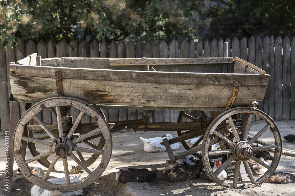 Fototapeta premium old rarity wooden cart for a horse