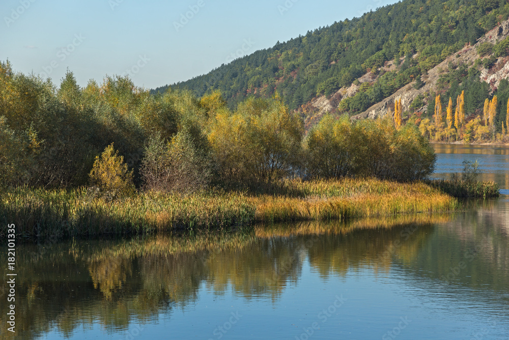 Autumn Landscape of Iskar River near Pancharevo lake, Sofia city Region, Bulgaria Autumn Landscape of Iskar River near Pancharevo lake, Sofia city Region, Bulgaria