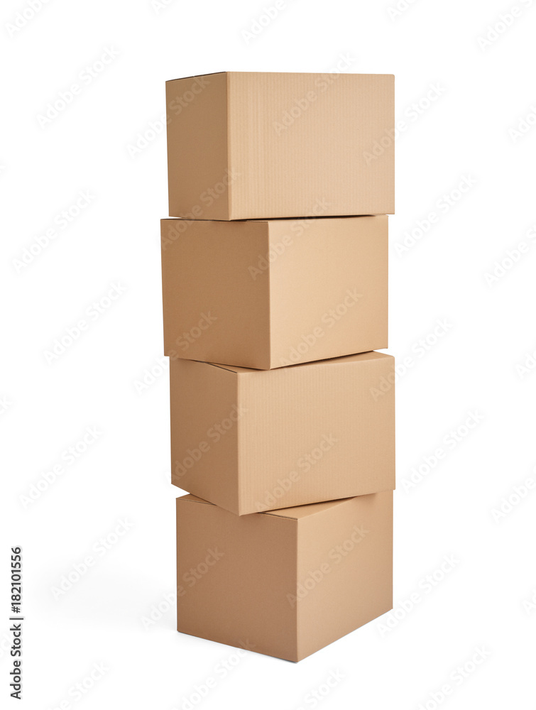 Obraz premium box package delivery cardboard carton stack