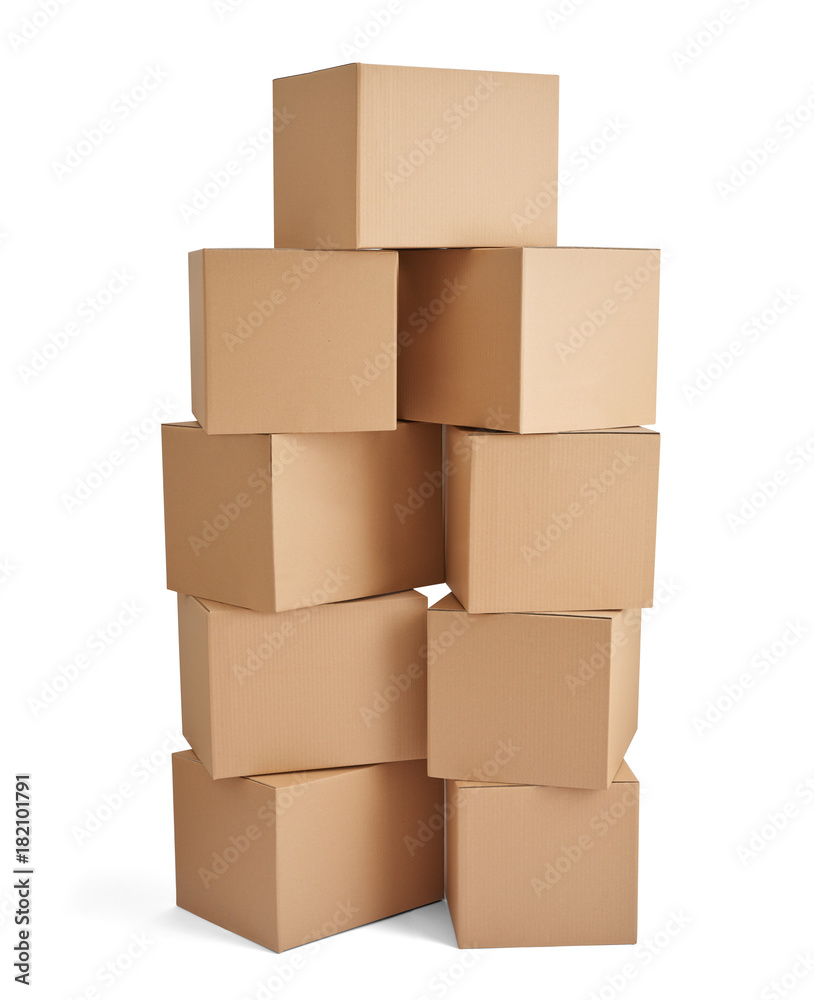 Obraz premium box package delivery cardboard carton stack