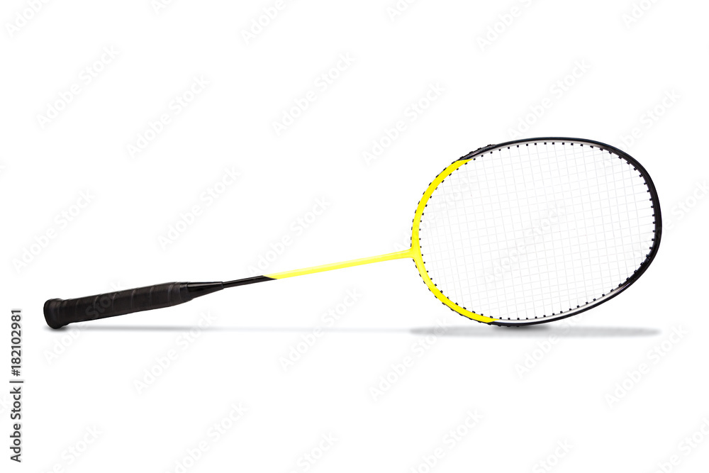 Yellow Graphite Badminton Racket Isolated on White Stock Photo | Adobe Stock