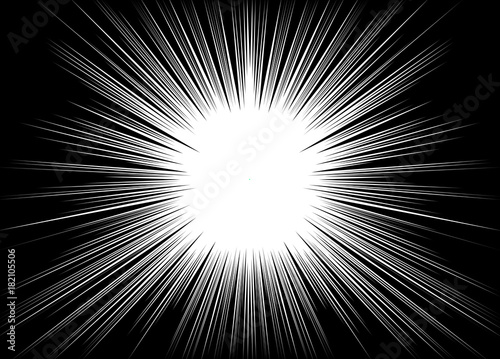 Fototapeta Naklejka Na Ścianę i Meble -  Comic and manga books speed lines background. explosion background. Black and white vector illustration