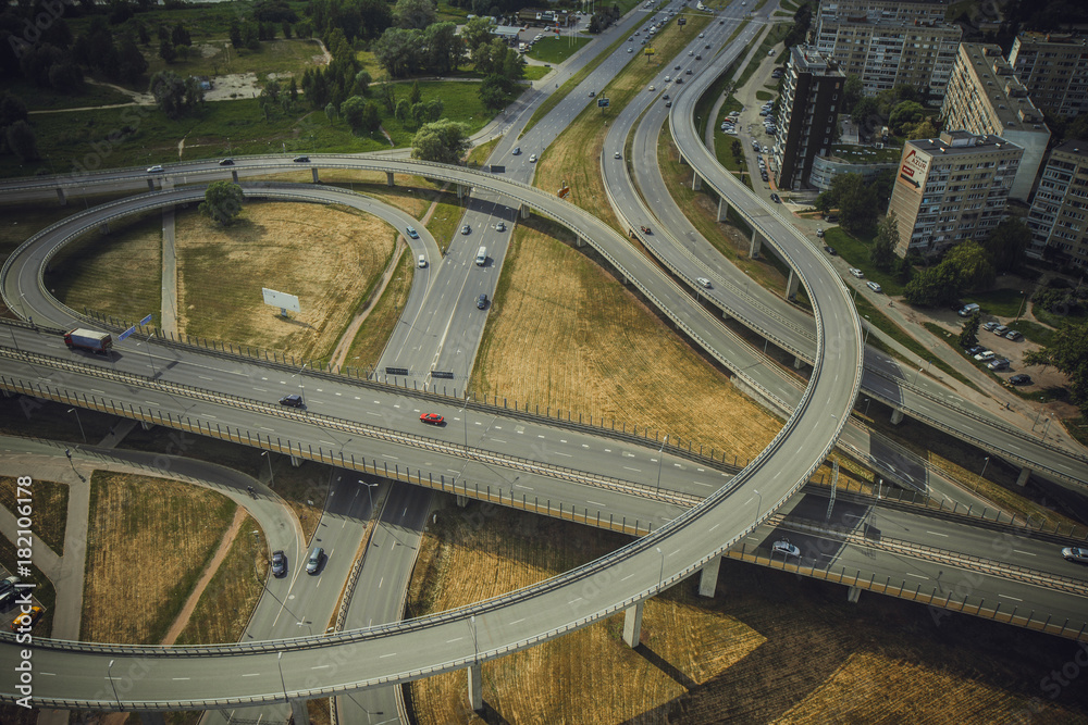 Bridge with cars dslr Drone from above Bridge with cars dslr Drone from above