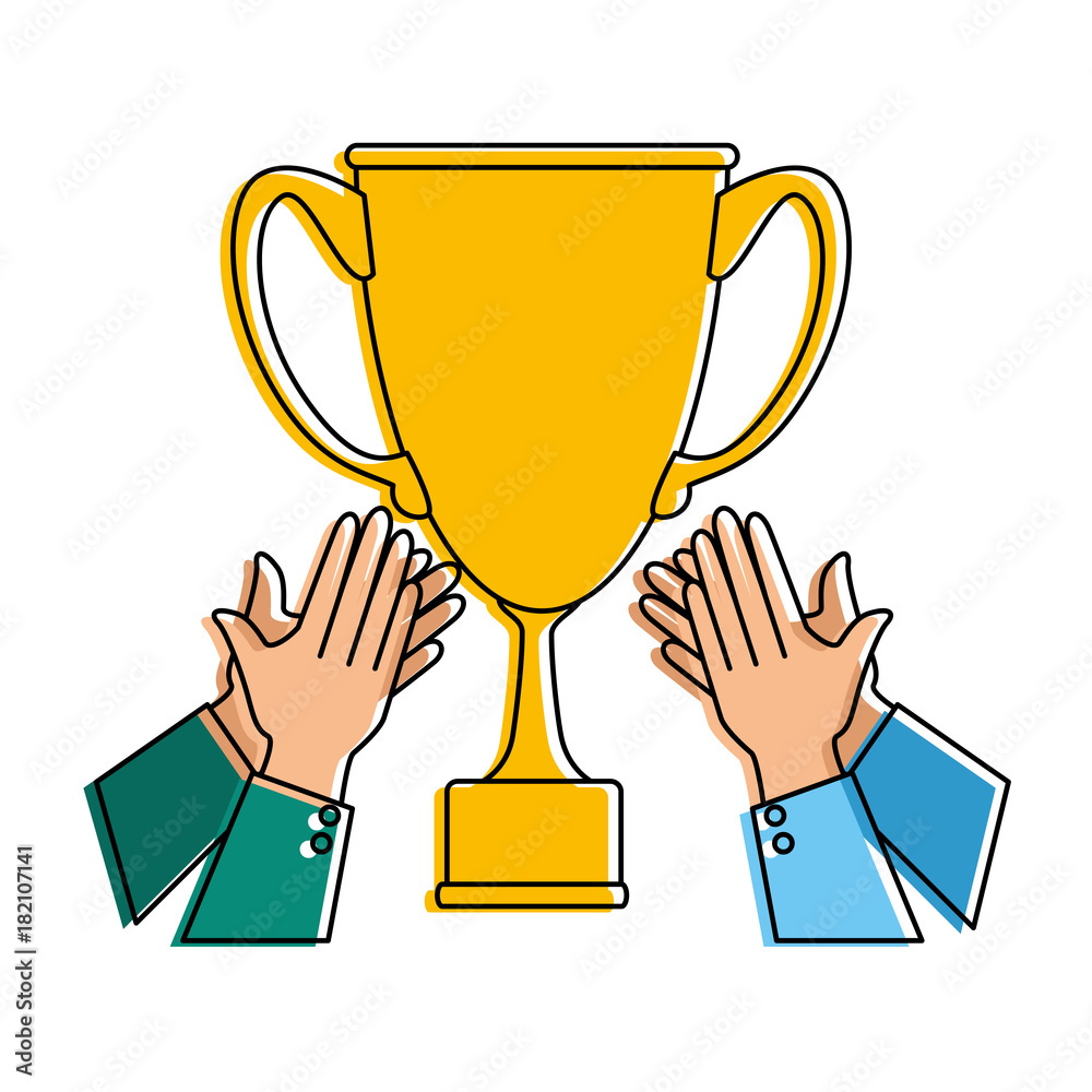 hands with trophy cup award icon vector illustration design hands with trophy cup award icon vector illustration design