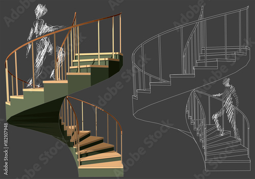 walking up stairs