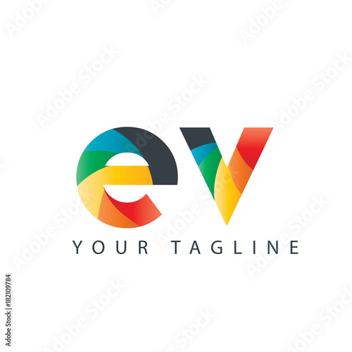 Initial Letter EV Design Logo