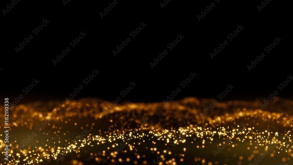 Gold particle field background. Seamless loop