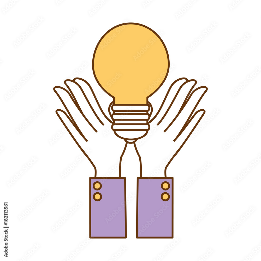 hand human with bulb light vector illustration design hand human with bulb light vector illustration design