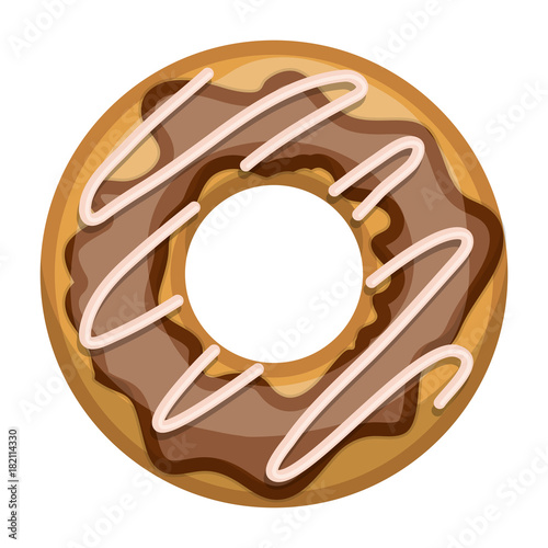 donut with chocolate glazed colorful silhouette in white background vector illustration