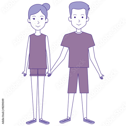 lovers couple avatars characters vector illustration design