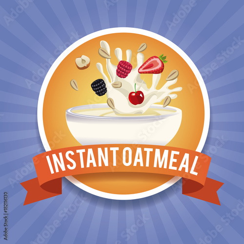Instant oatmeal label icon vector illustration graphic design