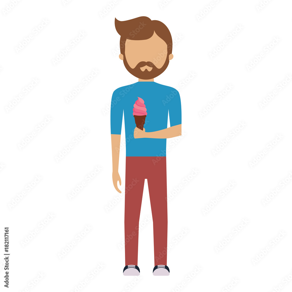 man with brown hair and ice cream cone vector illustration man with brown hair and ice cream cone vector illustration