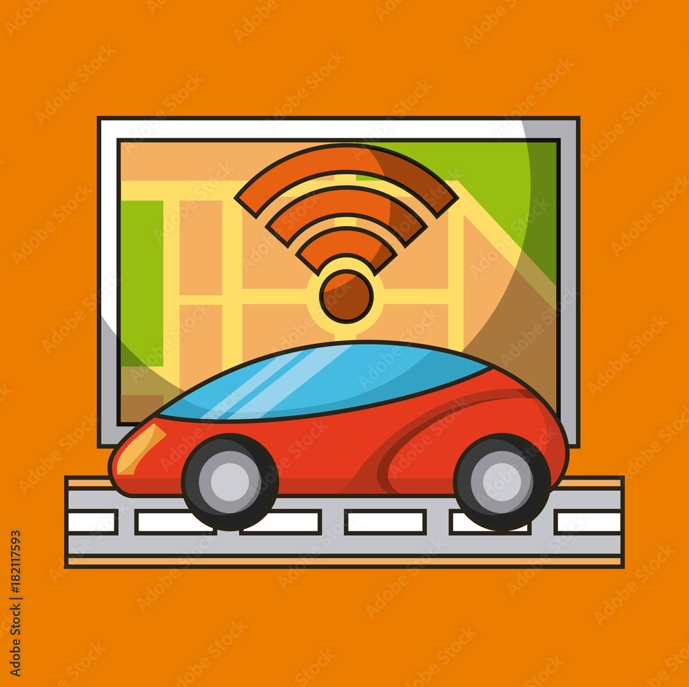 map navigation car autonomous sensor street web application vector illustration map navigation car autonomous sensor street web application vector illustration