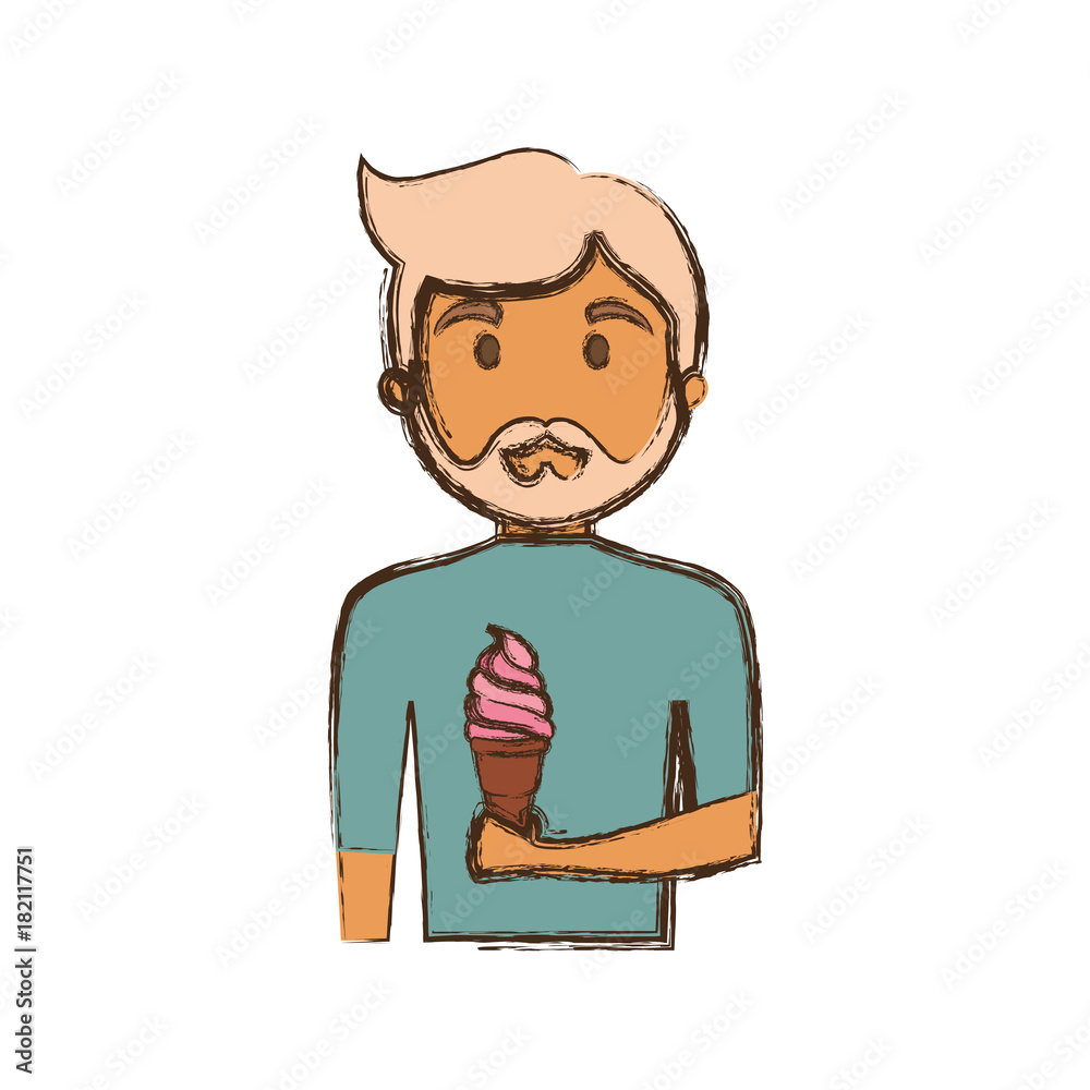 man with ice cream cone  vector illustration