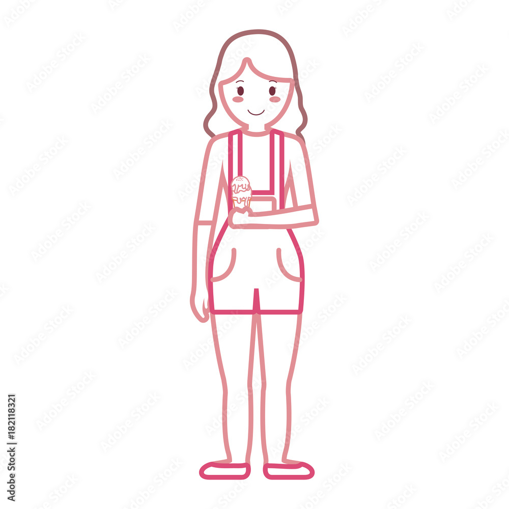 woman with ice cream scoops cone vector illustration woman with ice cream scoops cone vector illustration