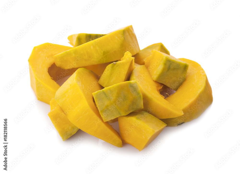 sliced pumpkin chunks isolated sliced pumpkin chunks isolated