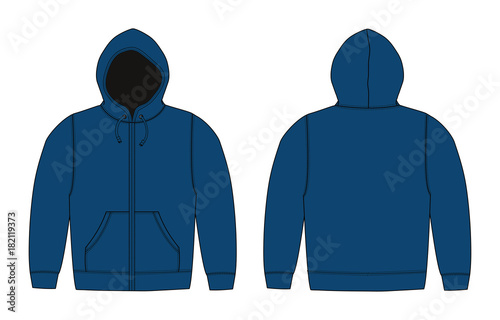 Illustration of hoodie (hooded sweatshirt) , zip up parka / navy blue