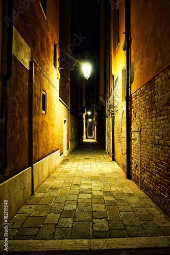 Empty Venice Alley at Night