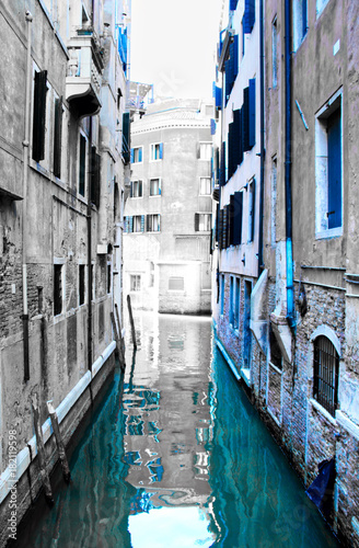 Empty Venice Canal in Blue