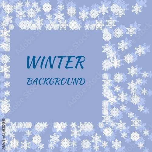 Editable Winter Snowflakes Vector Illustration as Square Text Background of Winter Seasonal Themed Purposes