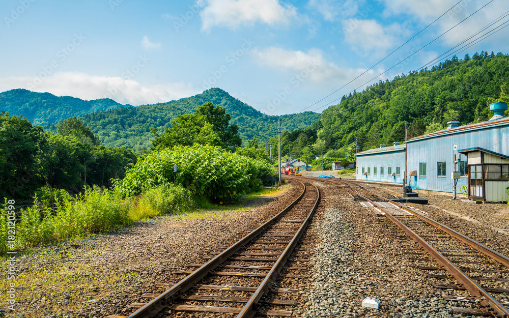 Steel Railroad Track In Hokkaido, Japan, 2017