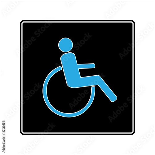 Disabled blue sign in black square
