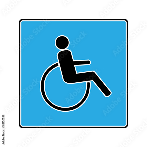 Disabled black sign in blue square