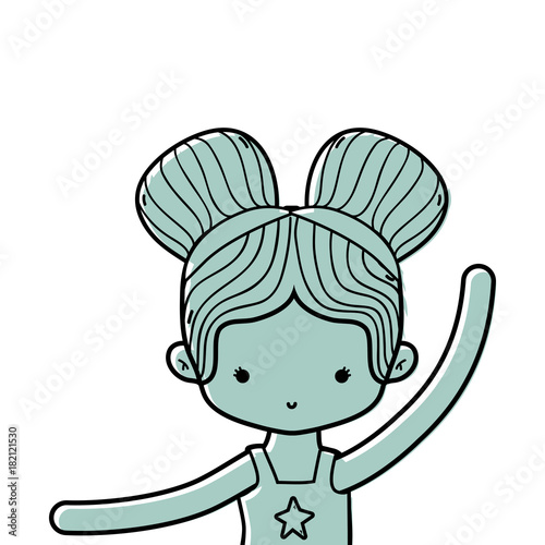color girl practice ballet with two buns hair design