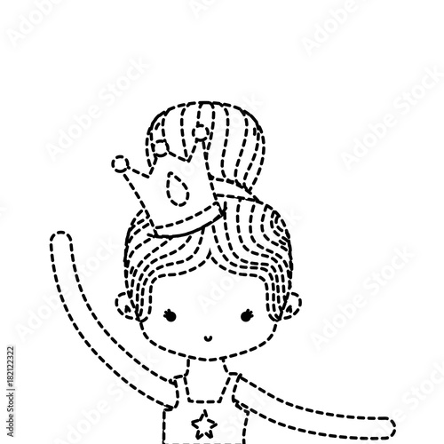 dotted shape girl practice ballet with bun hair and crown