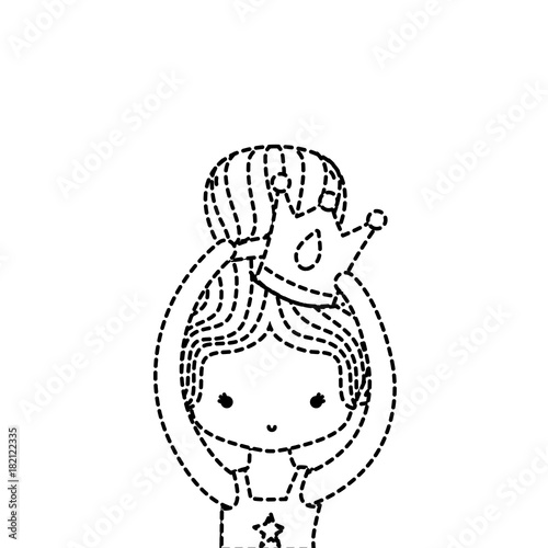 dotted shape girl practice performance ballet with bun hair and crown