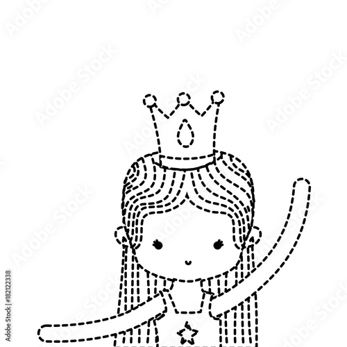 dotted shape girl practice ballet with straight hair and crown