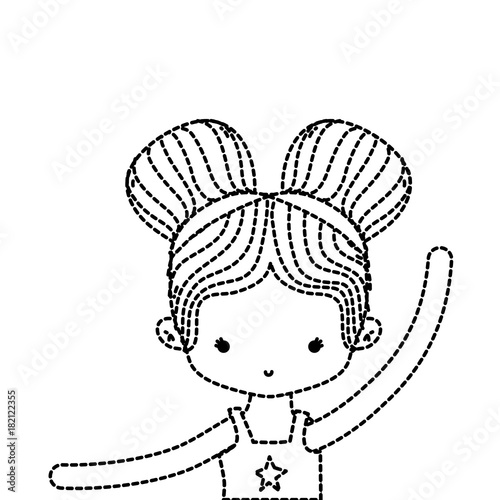 dotted shape girl practice ballet with two buns hair design