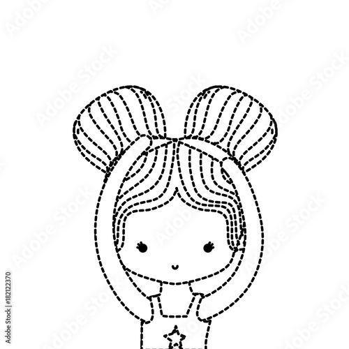 dotted shape girl practice performance ballet with two buns hair design