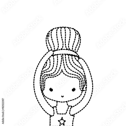 dotted shape girl practice performance ballet with bun hair design