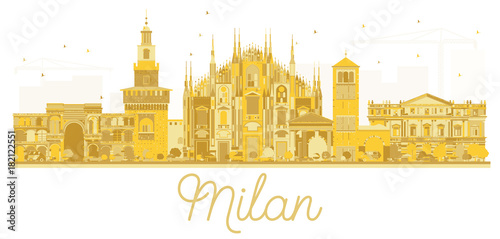 Milan Italy City skyline golden silhouette.