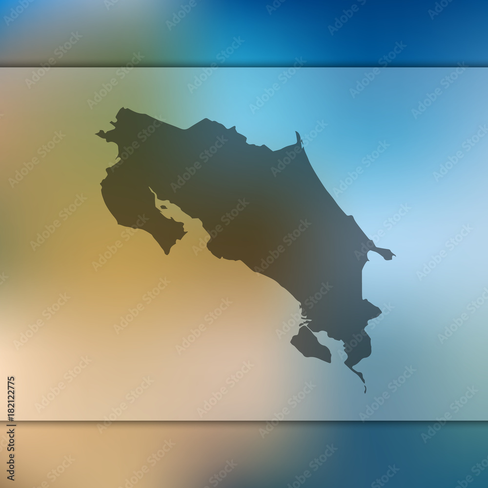 Costa Rica map. Blurred background with silhouette of Costa Rica map