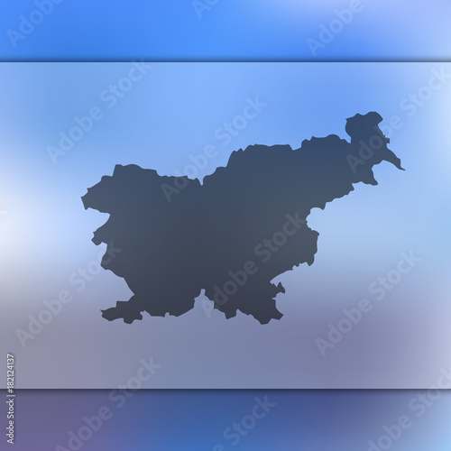 Slovenia map. Blurred background with silhouette of Slovenia map. Vector silhouette of Slovenia map