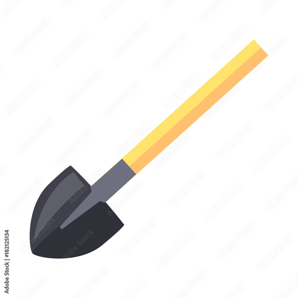 Shovel with Wooden Shaft Isolated Illustration Shovel with Wooden Shaft Isolated Illustration