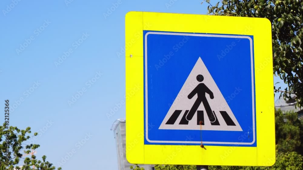 European standard pedestrian crossing traffic sign. European standard pedestrian crossing traffic sign.