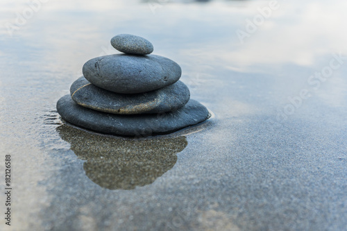 Zen stones  background ocean for the perfect meditation