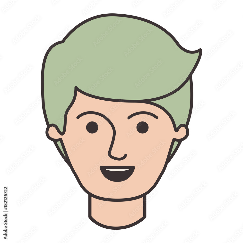 male face with side part hairstyle in colorful silhouette vector illustration